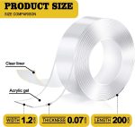Double Sided Tape Heavy Duty,1.2" x 120", Removable Nano Adhesive Mounting Tape for Walls, Reusable Tough Adhesive Strips Sticky Tape, Transparent Poster Tape Wall Tape for Picture Carpet Decoration - Image 2